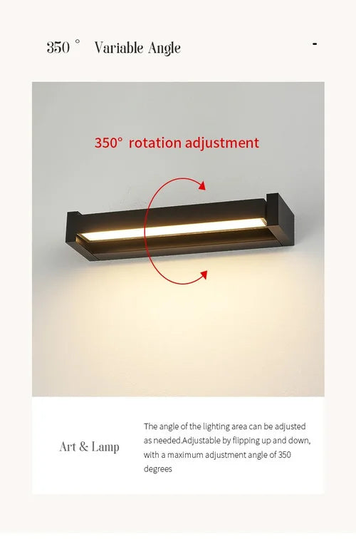 Adjustable angle outdoor waterproof outdoor wall lamp garden wiring wall lamp simple and high-end aluminum wall lamp