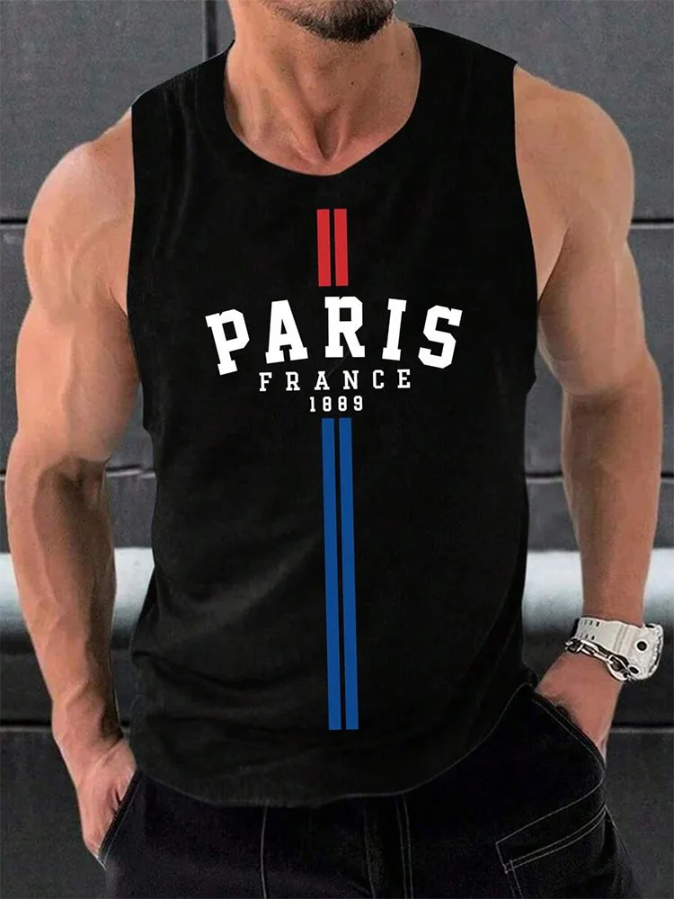 Summer Daily Urban Casual Men's Tank Top Fitness Exercise Breathable Men's Tank Top Outdoor Street Fashion Men's Tank Top