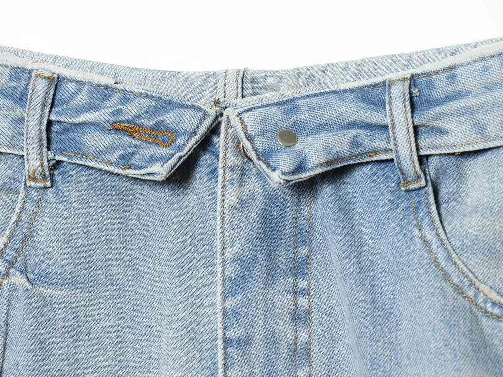 European and American style 2026 spring/summer new women's clothing mid waist casual ripped and flanged denim pants