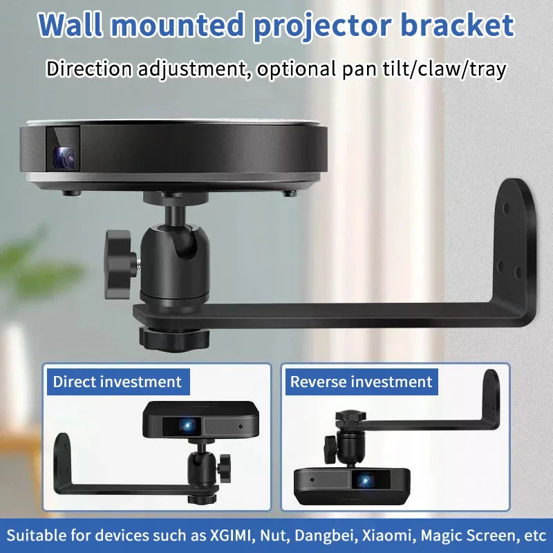 Universal Portable 360° Rotatable Wall Mount Beamer Holder Projector Bracket 1/4 Screw For XGIMI JMGO Dangbei Projector Stand