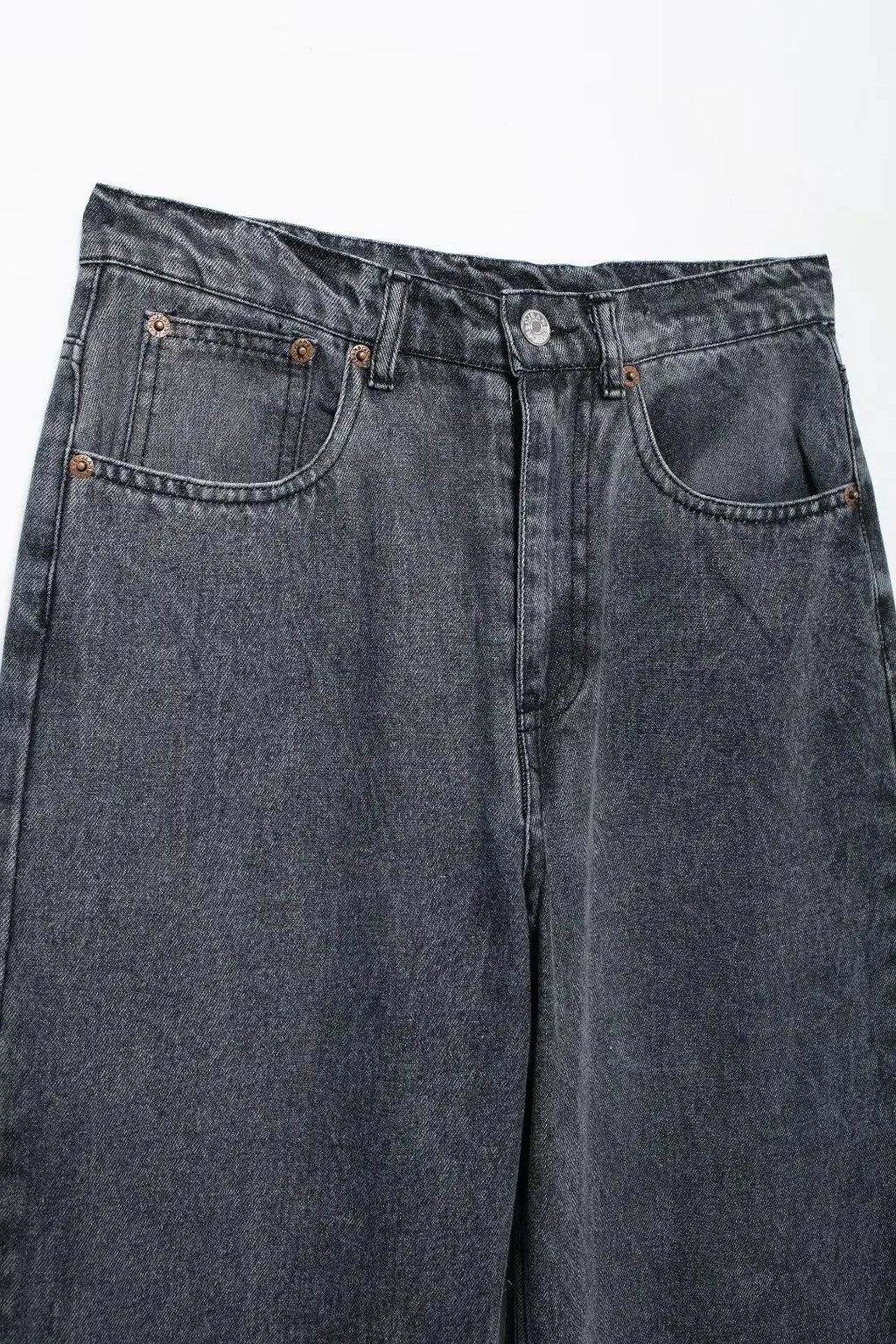 Jeans For Women 2024 Denim Solid Loose Zipper Fly Female Hole Trouser Pockets Wild Basic Commute Woman Wide Leg Long Pant