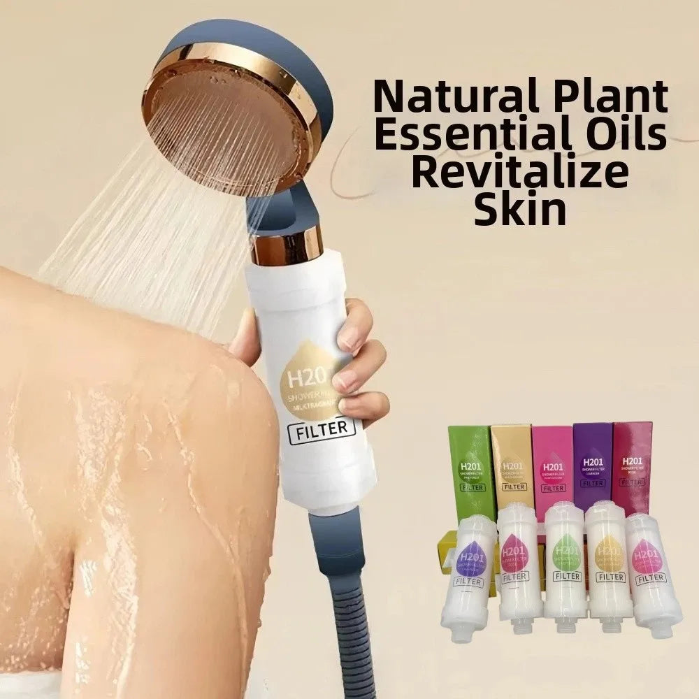 High Pressure Vitamin C Shower Head Filter Bathing Skincare Lavender Shower Scented Spa Grade Dechlorination Water Softener