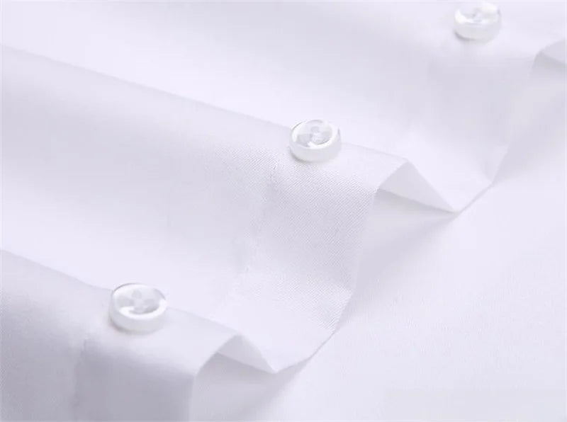 Men's High Quality Dress Shirts Long Sleeve Slim Fit Solid Stripe Business Formal White Shirt Male Pocket Social Clothing 7XL