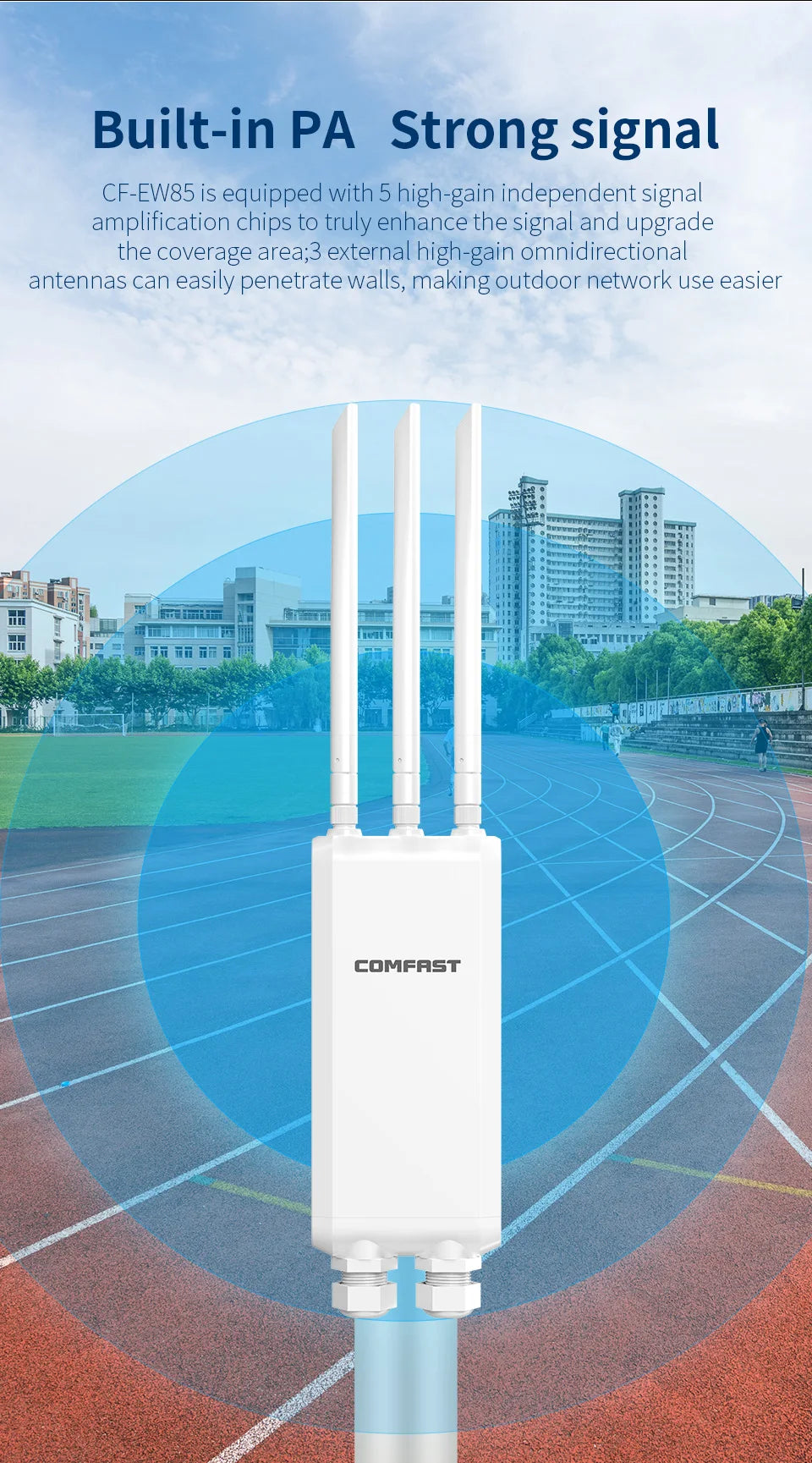 COMFAST 1300Mbps Outdoor AP 2.4G/5.8G 3 Antennas Acess Point Wireless Long Rang WiFi Extender 3 Gigabit Ports Wireless Router