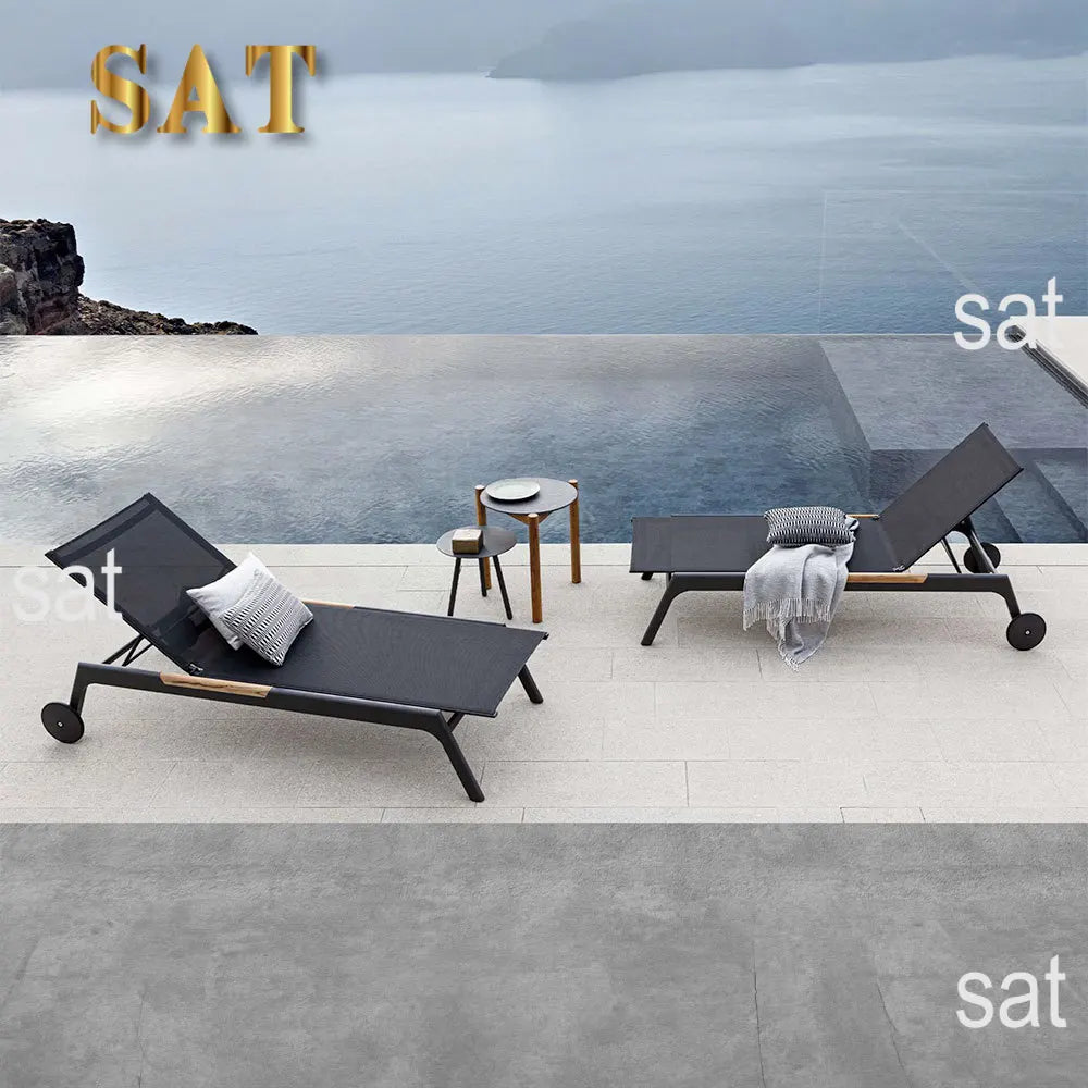 & Modern Outdoor Patio Sun Loungers Villa Portable Beach Pool Lounger Aluminum Sunbed for Hotel Resort
