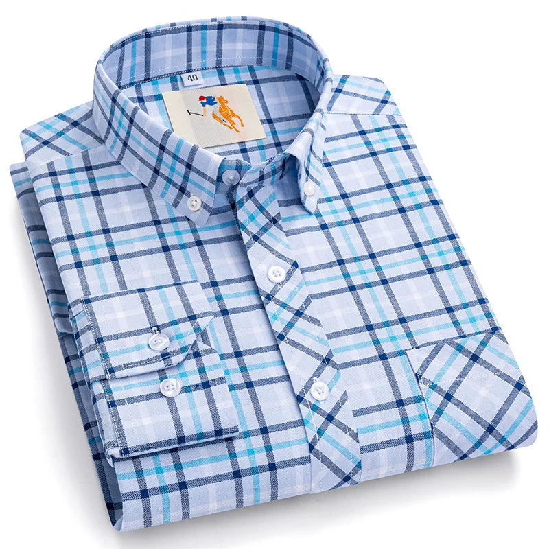 8XL Classic Plaid Men's Flannel Shirts Men Long Sleeve Casual Men's Flannel Shirts Men Long Sleeve Casual Big Size Single Pocket