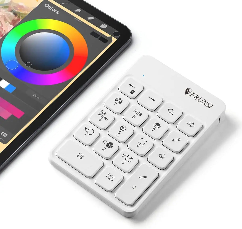FRUNSI Wireless Bluetooth Shortcut Keyboard for iPad Procreate Graphics Drawing Tablet Painting Mini Portable Rechargeable
