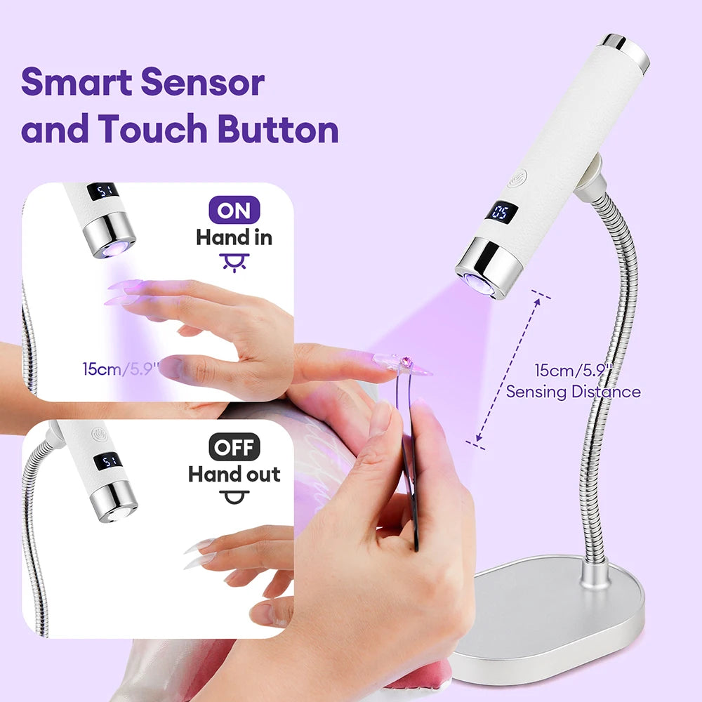 Portable Nail Dryer Light Nail Lamp Rechargeable Gel Nails Lamp With Flexible Hose LED Therapy Light Nail Art Tools