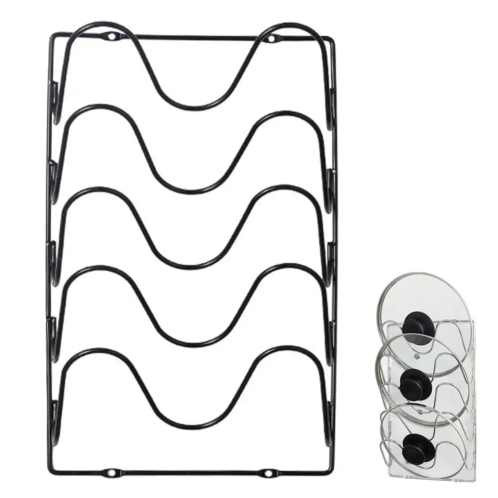Kitchen Organizer Rack Wall Hanging Pot Cover Rack Five-Layer Pot Lid Multifunctional Rack Space Saving Kitchen Storage Rack