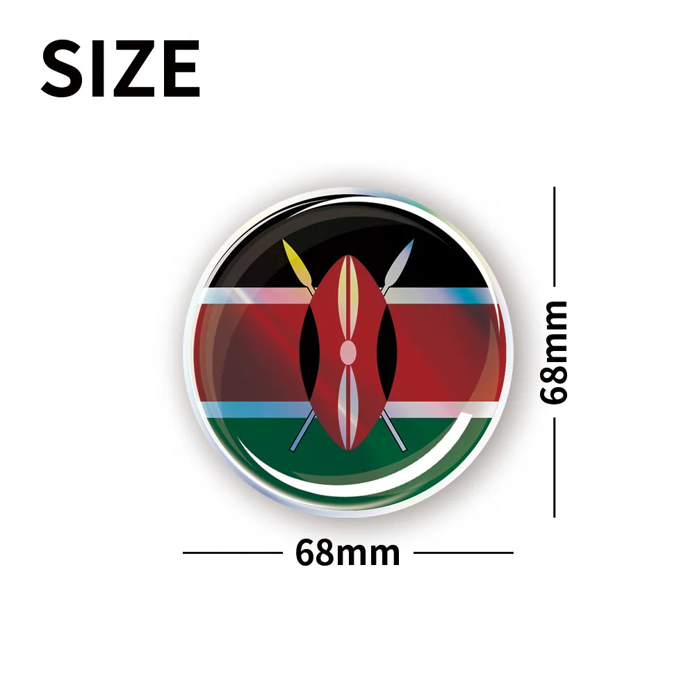 Kenya Latvia Romania Flag Laser 3D Epoxy Resin Car Stickers Car Window Steering Wheel Center Console Panel Motorcycle Fuel Tank