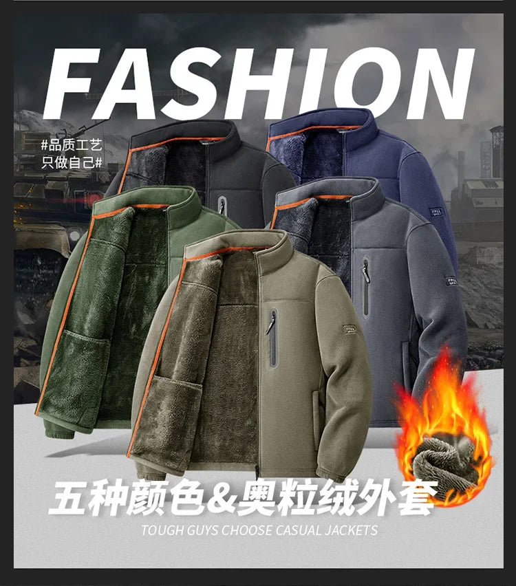 2026 Men's Outdoor Fleece Jacket Autumn Winter Thickened Polar Fleece with Added Insulation New Season Warm Casual Coat