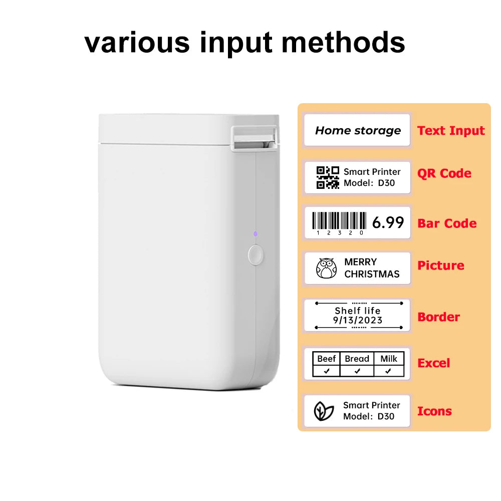 Niimbot D101 Thermal Label Printer Wireless Pocket Barcode Maker Inkless 10-25mm Width Mobile Sticker Printer for Office Home
