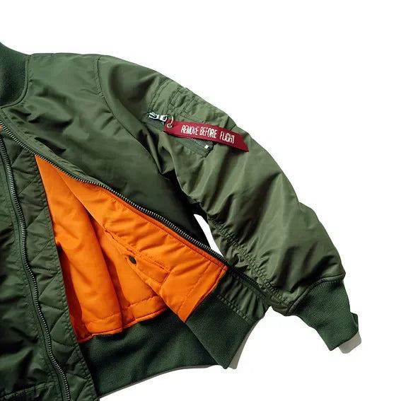 American Style Thickened Baseball Uniform Autumn Winter Army Green MA-1 Bomber Jacket Plus Size Stand Collar Work Jacket For Men