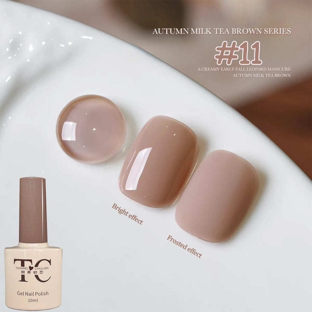 1-12pcs TC Whitening Maillard Caramel Coffee Chestnut Brown Cocoa Nail Art Nail Supplies Autumn Milk Tea Brown Gel Nail Polish