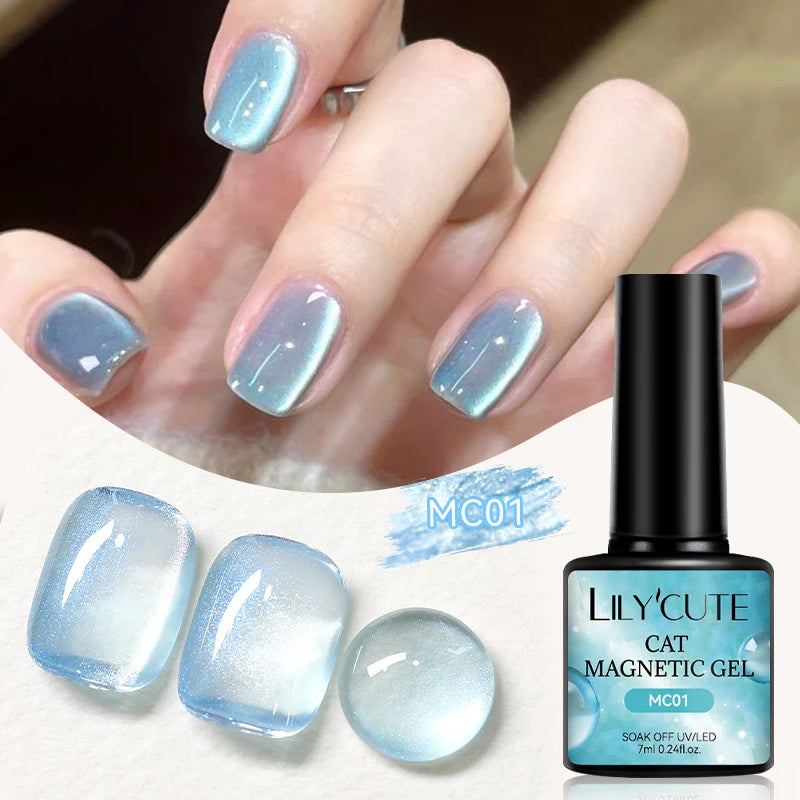 LILYCUTE 7ml Gold Coffee Cat Magnetic Gel Nail Polish Autumn Winter Nails Ultra Shine Moonlight Semi Permanent UV Gel Soak Off