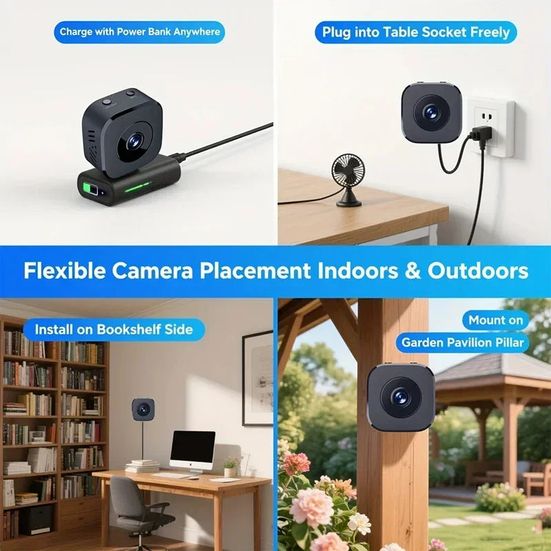 Wireless Mini Security Camera 4K HD 2 Way WiFi Indoor Outdoor Audio Surveillance with Motion Detection Night Vision Camera