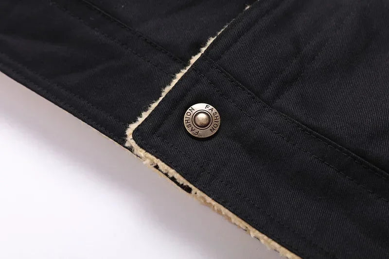 New Winter Men's Bomber Jacket High-quality Plush Thicken Wool Cargo Jackets Lapel Button-up Thick Warm Coat for Men Outwear 5XL