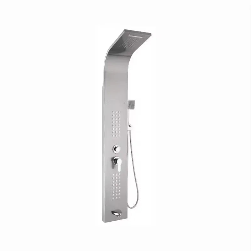 Modern Black Gold Brushed Nickel Shower System Wall Mounted Multi Function 5 Spray Mode Ceramic Valve Core Easy Install