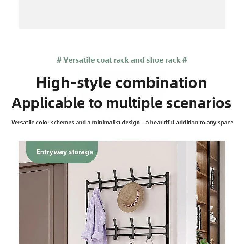 5-Tier 3-in-1 Multifunctional Metal Shoe & Hat Rack, Floor-Standing Garment Organizer for Entryway, Bedroom, Living Room, Sturdy Vertical Storage Shelf