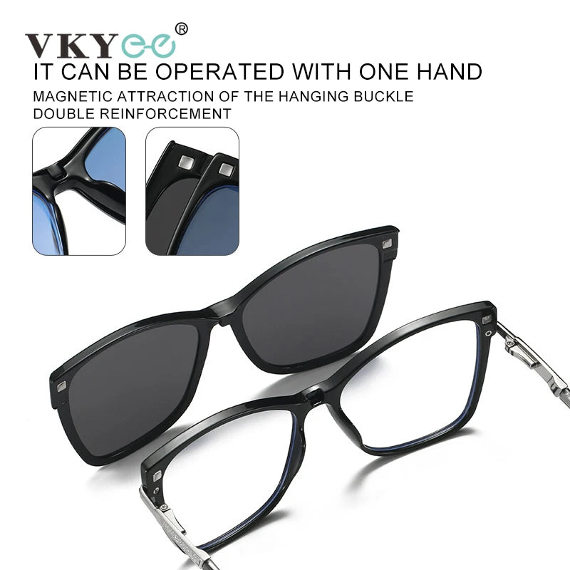 VICKY Fashion New Design TR90 Polarized Magnetic Clip-on Sunglasses Men and Women Polarized Sunglasses Optical Myopia Glasses