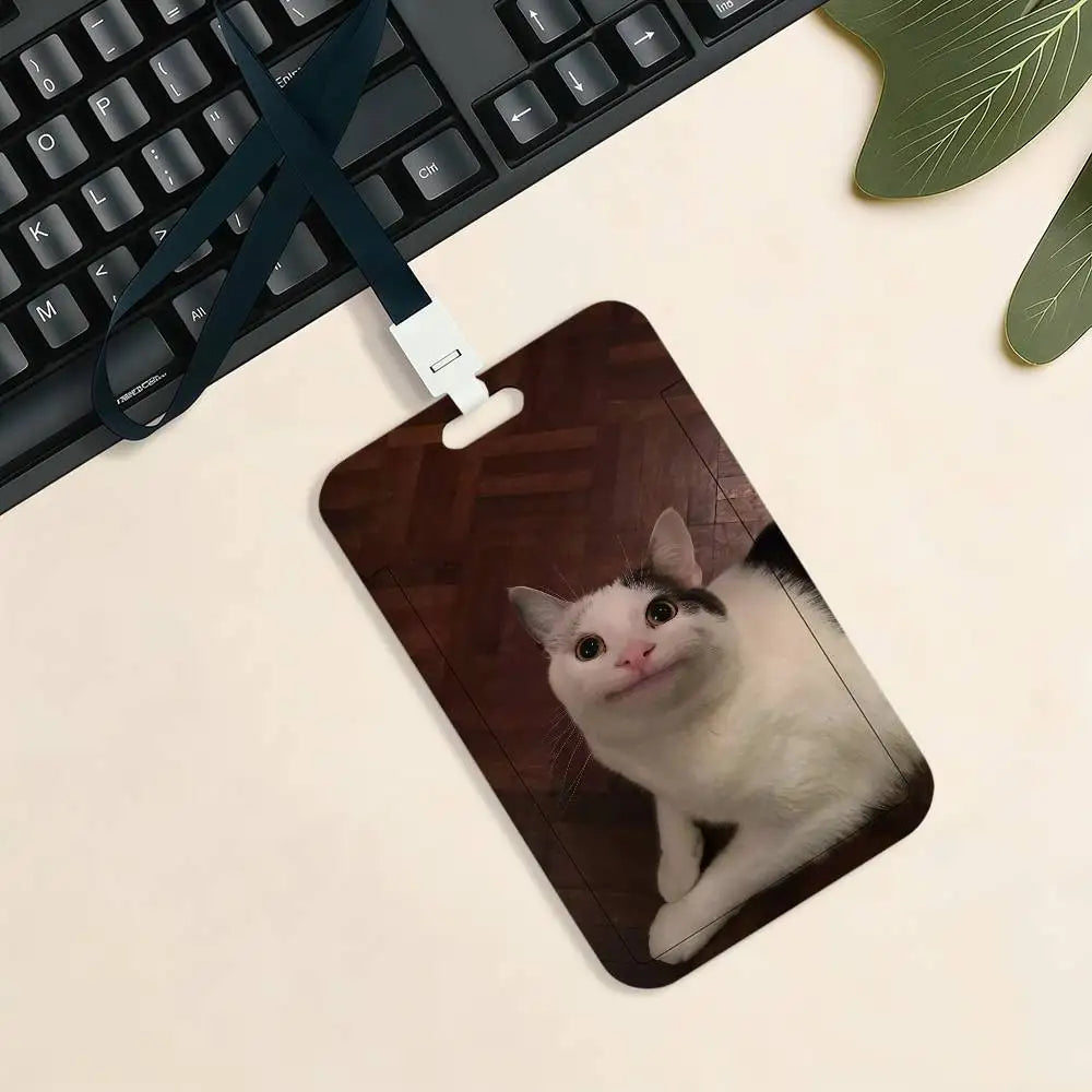 Kitty Cute Cat Meme Funny Card Holder Cardcase Bank Credit Student ID Subway Work Permit Badge Holder Door Card