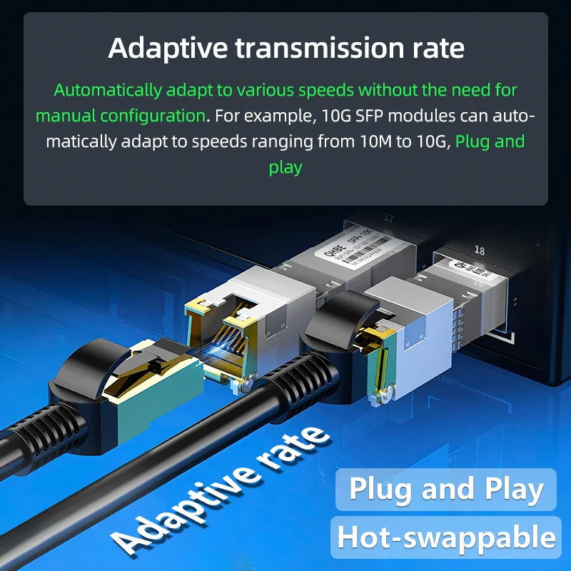 10G RJ45 SFP+ Module Adaptive transmission rate Copper RJ45 To SFP Module For Mikrotik/Cisco Switch 1G/10GBASE-T SFP Transceiver