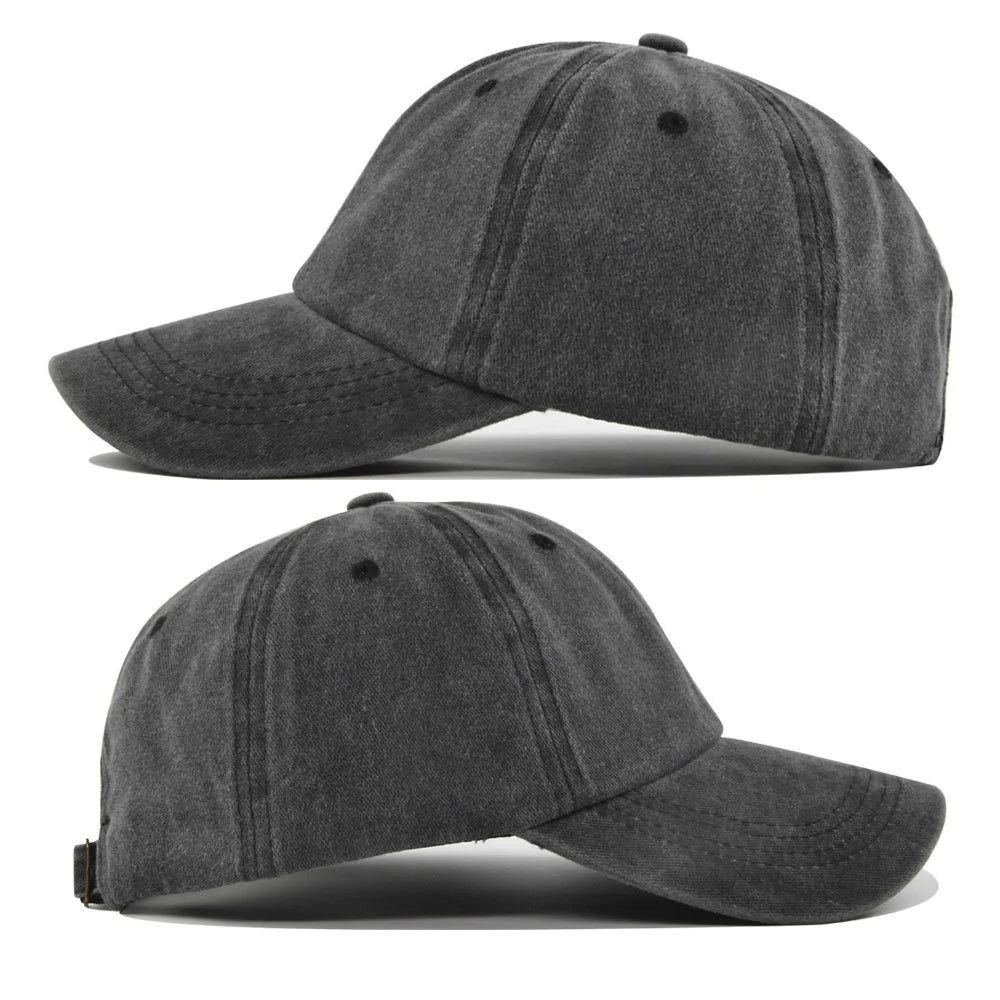 Unisex Baseball Cap Washed Adjustable Sun Hat Soft Top Peaked Hat Men Women Trucker Hat Vintage Outdoor Running Hat Adjustable