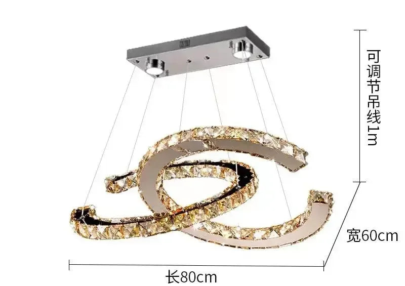 Modern 2024 New Special-shaped Crystal Chandelier Modern Simple Decoration Living Room Dining Room Home Decoration