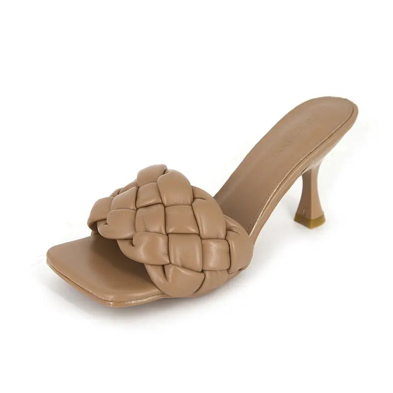 New Women's Summer High-quality Woven Open-toe Flat Casual Slippers Fashionable Stiletto Sandals Womens Outdoor Beach Flip-flops