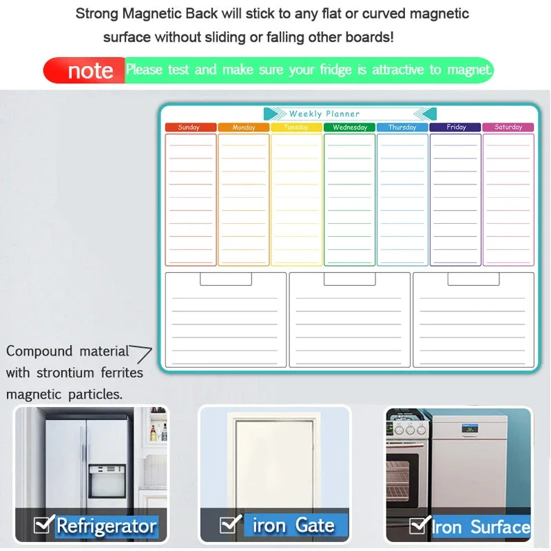 A3 Size Magnetic Dry Erase Weekly & Monthly Planner Whiteboard Blackboard Fridge Sticker Calendar