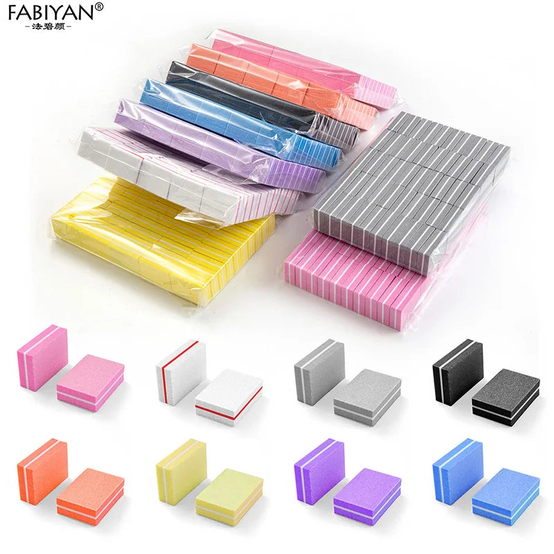 50Pcs/pack Mini Sponge Nail Buffer Block Double Sided Texture Nail File Buffers For Nail Pre-processing Polish Nails Accessories