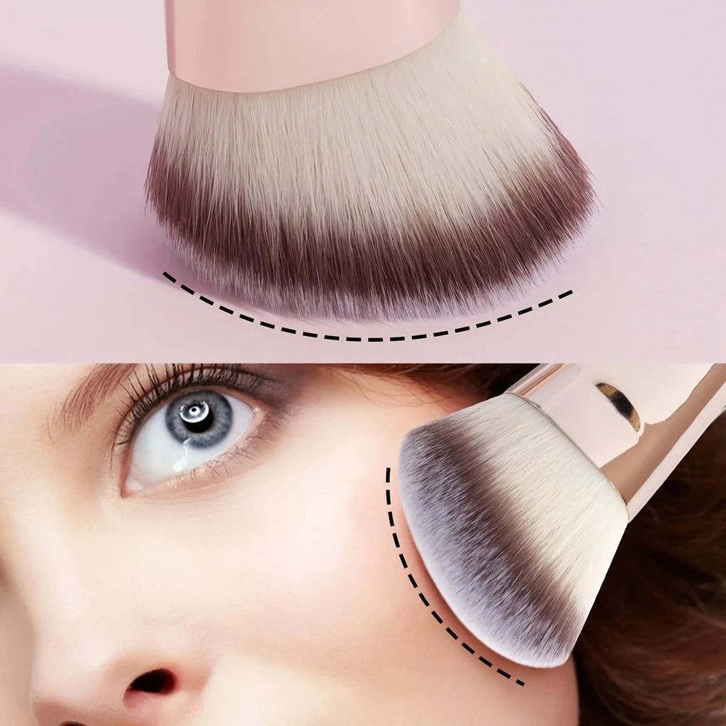 Large Dual-Ended Makeup Brush Set 6 Pcs Ultra-Soft Synthetic Foundation Blush Contour Powder Brushes, Professional Travel Makeup
