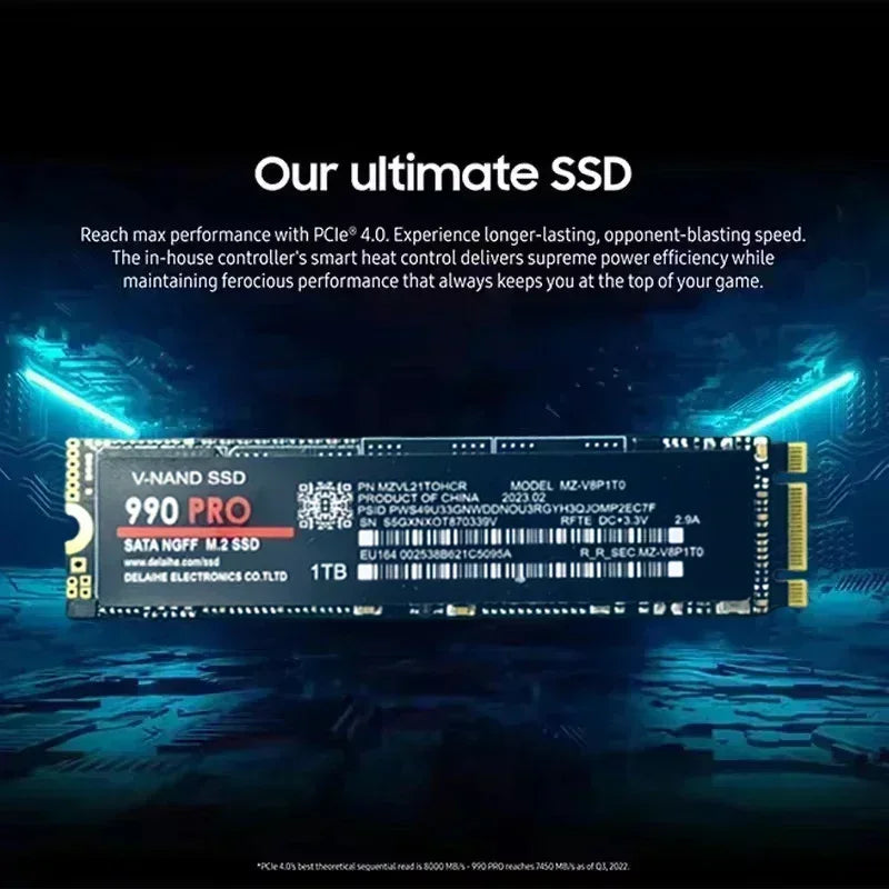 Original 980Pro 990Pro M.2 PCIe 4.0 NVMe SSD Up To 7400MB/s High Speed Internal Solid State Drive For Gaming Laptop Desktop PC