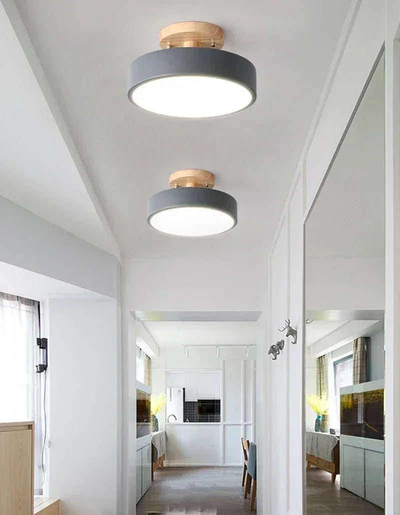 Nordic Entrance Hallway Ceiling Lamps Balcony Wood Round Cloakroom Dining Room Study Bedroom Light Bathroom Industrial Lighting