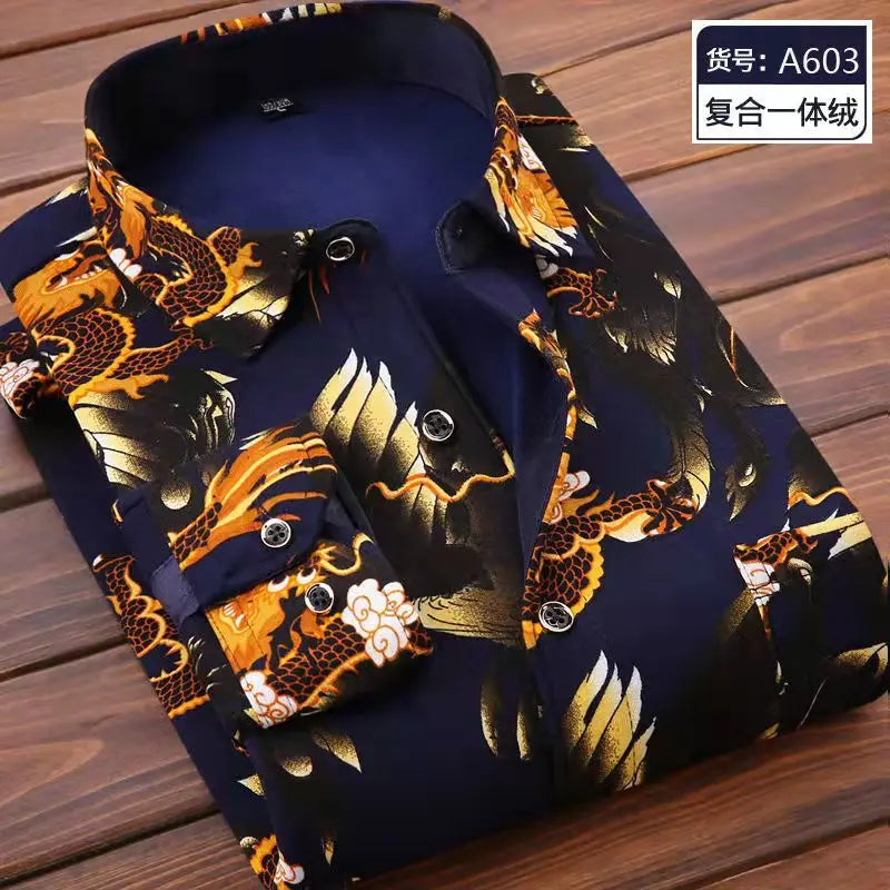 2026 Winter New arrival Men's Fashion Casual Long Sleeve Shirt autumn Men Fleece Thick Warm High Quality Large Size Shirt M-4XL