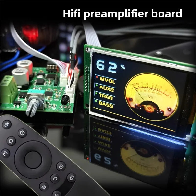 F15 Audiophile Low Distortion Low Noise HIFI Preamplifier Board TFT Pointer Display Full Remote Control Finished Board