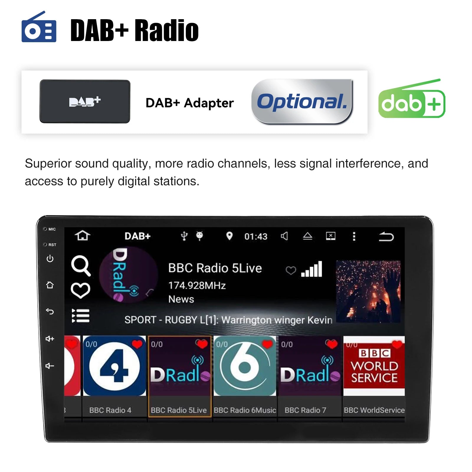 ESSGOO 7"/9"/10“ 2 DIN Android 14 4+64G Car Stereo Carplay Android Auto GPS SAT Navi Bluetooth FM RDS Radio WIFI Touchscreen