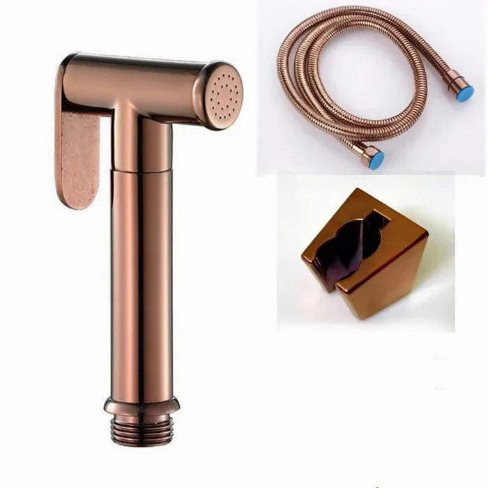 shine polish Rose Gold Hand Held Bidet Sprayer Stainless Steel Douche Kit Toilet Bidet Shattaf Copper Valve Jet Set sprayer head