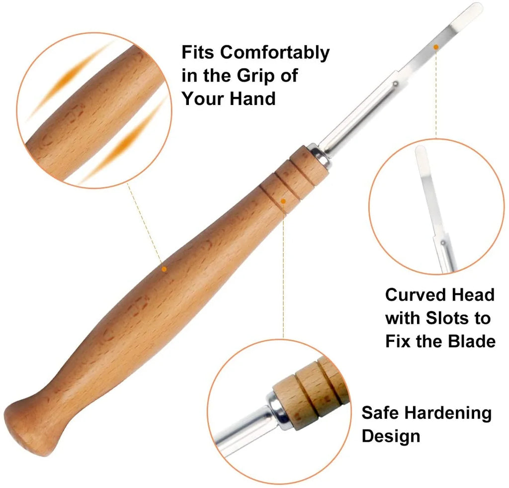 1-5P Bread Cutter French Bread Blades Kitchen Gadgets Normal Wood Handle Baking Accessory European Style Curved Arch Toast Knife