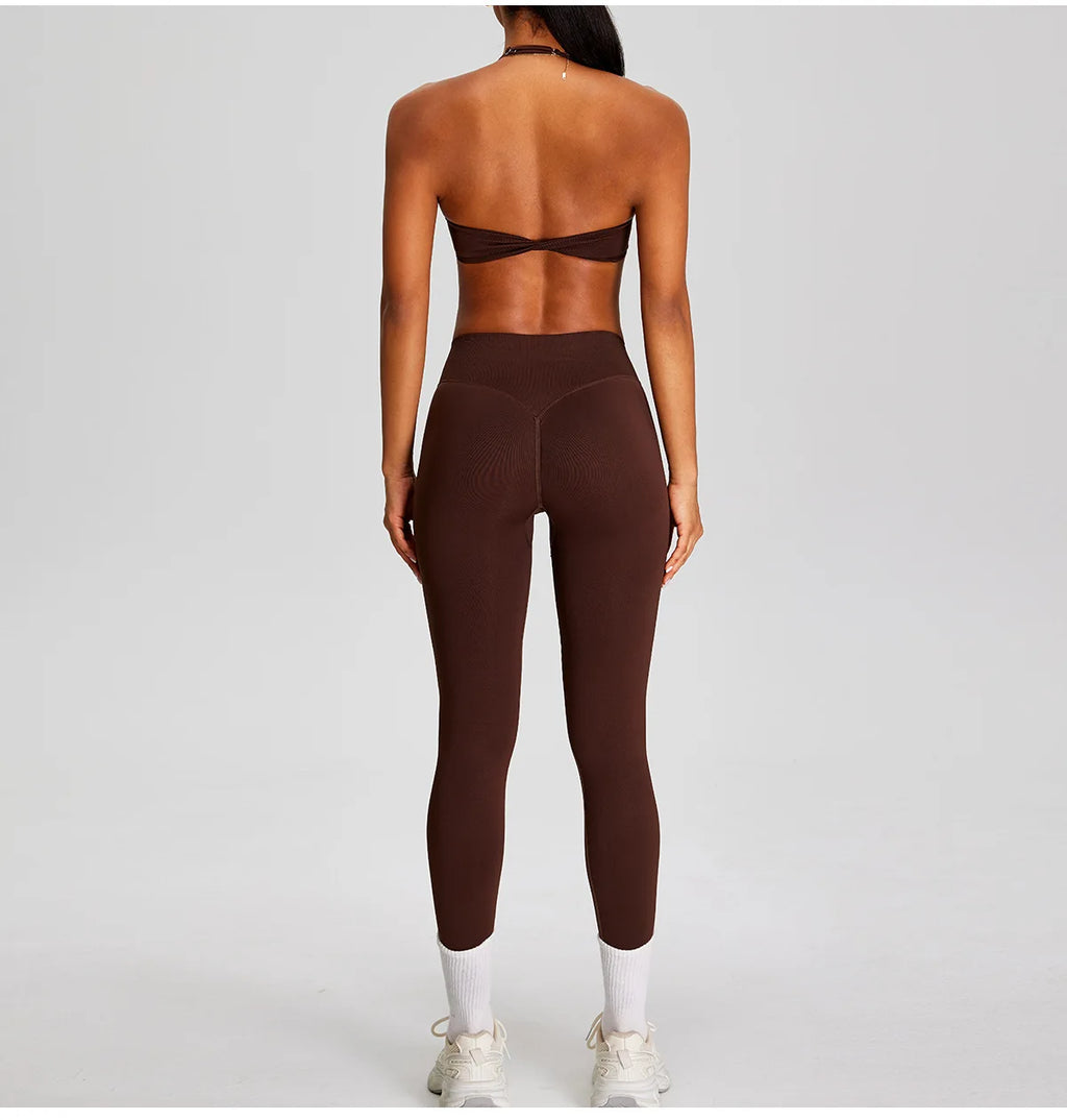 PMW Women Seamless Yoga Set Outdoor Cycling Running Sports Set High Elasticity Lifting Buttocks Quick-Drying Yoga Clothes
