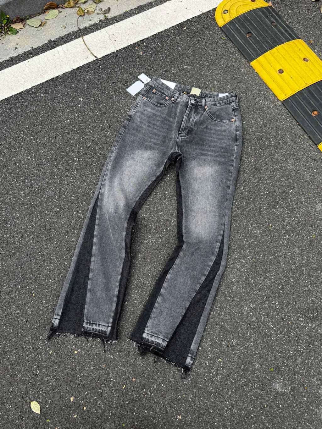 2025 Top Quality GPT Retro Distressed Soiled Ink-splashed Flared Jeans Men Casual Staight Washed Jeans Denim Pants Trousers