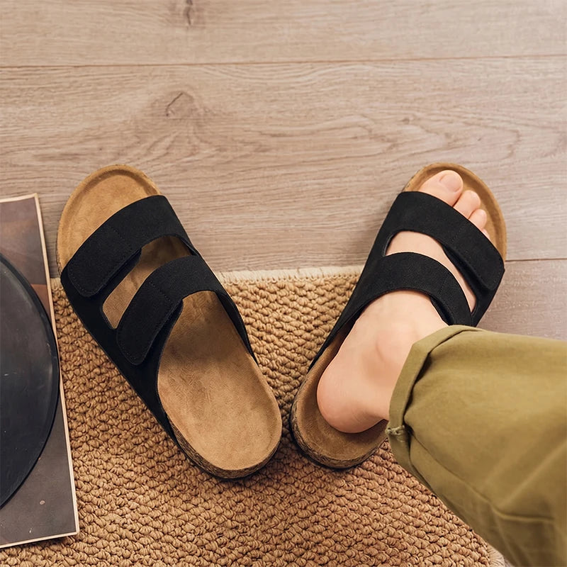 Men's one strap slip on casual slippers summer new breathable lightweight anti-slip comfort beach shoes outdoor walking slippers