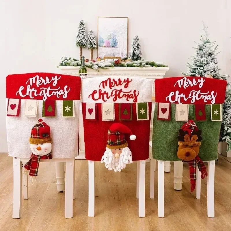 Christmas Chair Decoration Set Home Christmas Decoration Cartoon Chair Set Christmas Decoration Supplies christmas chair cover