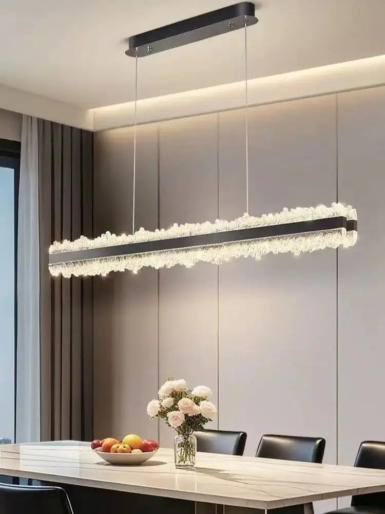 Restaurant LED Chandeliers Italian Light Luxury High-End Dining Room Main Lamp Designer Style One-Line Strip Dining Table Light