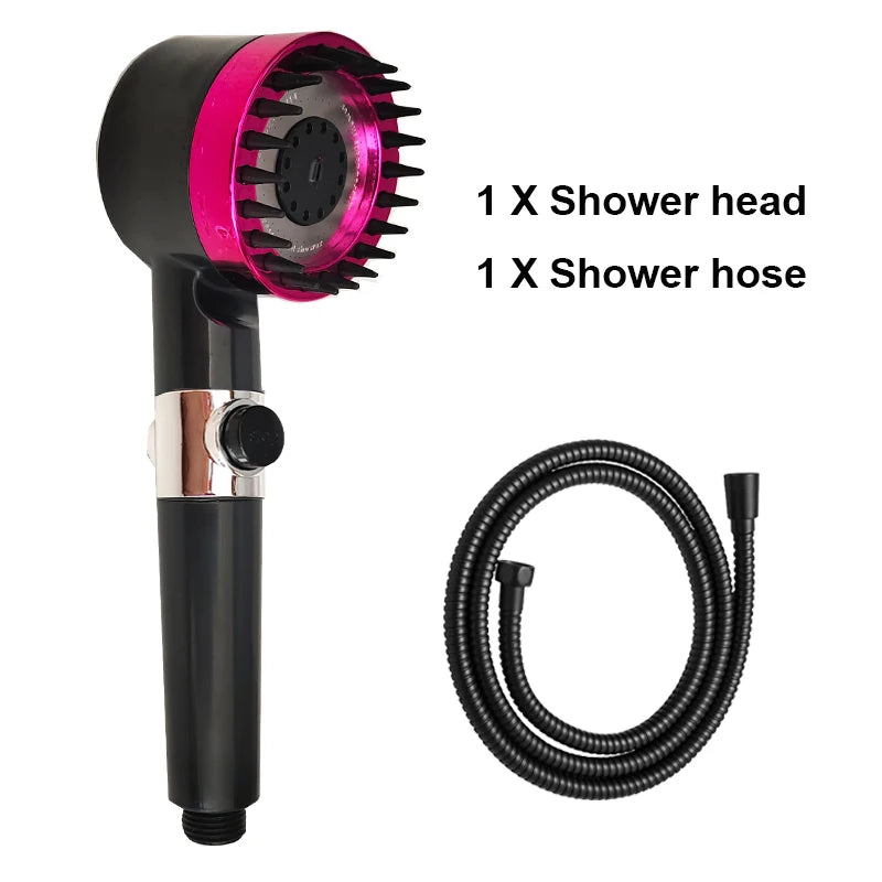 High Pressure Shower Head 3 Mode Adjustable Showers with Massage Brush Saving Water Filter SPA Showerhead Bathroom Accessories
