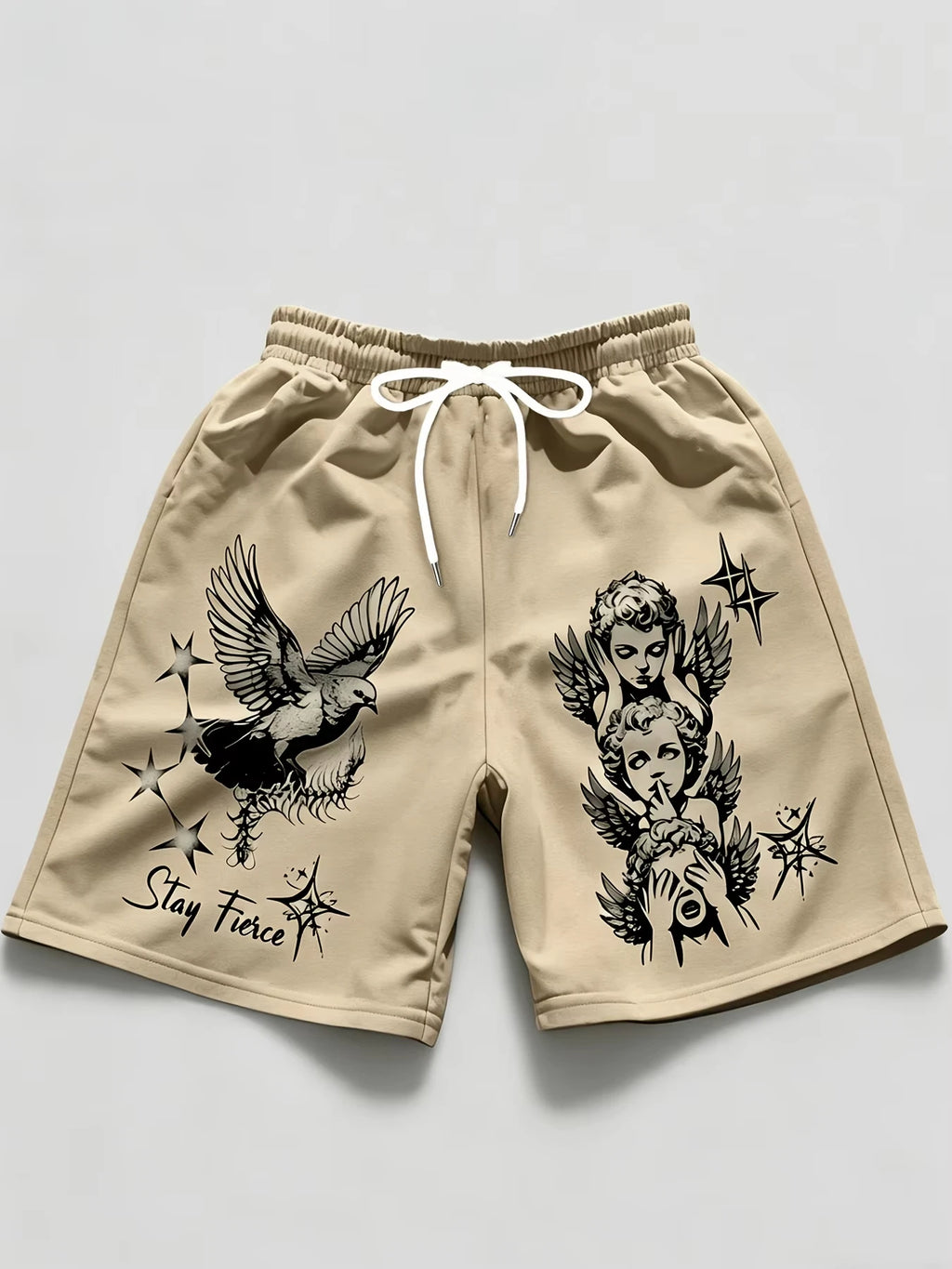 2026 Summer Best-selling Outdoor Sports Casual Fashion Comfortable Simple Angel Patterned 3D Printed Men's Shorts