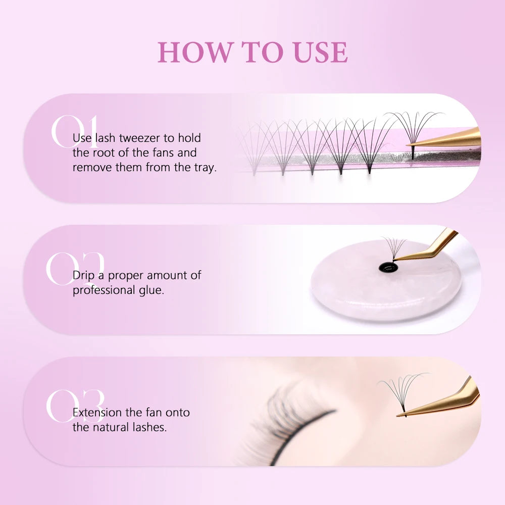 OWOSC 320 Fans Pointy Base Premade Volume Fans Medium Stem Sharp Thin Pre Made Russian Volume Fan Eyelash Extensions Custom Logo