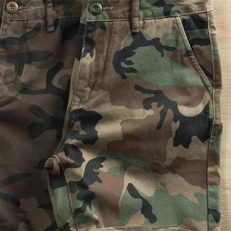 American Retro Camouflage Work Short Pants Men's Summer Loose Casual Thin Wear-resistant Dirty Five-Quarter Pants