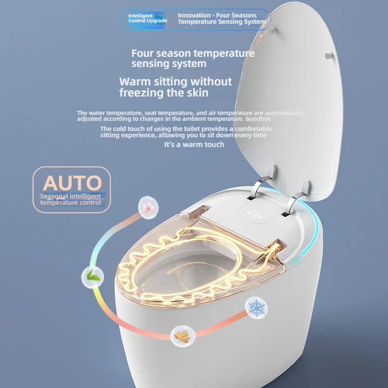 Luxury Automatic Smart Toilet, Ceramic Floor-to-ceiling Smart Toilet With Remote Control Function