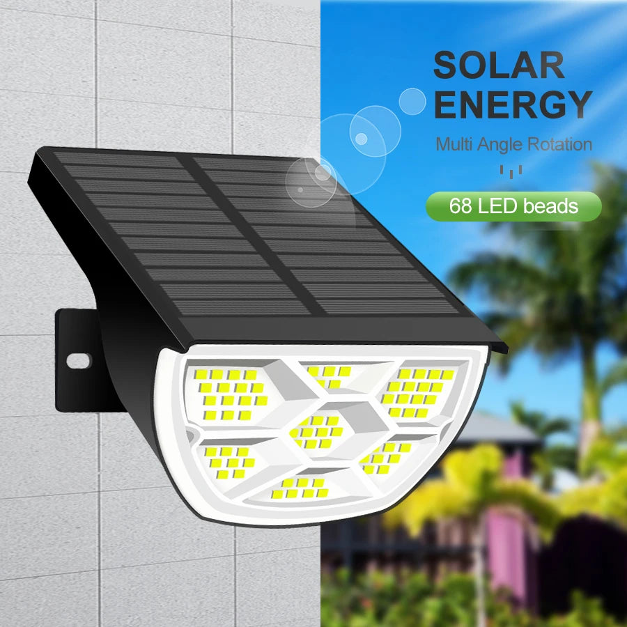 Outdoor 72/68 LED Solar Landscape Spotlights IP65 Waterproof Solar Light with 3 Modes Solar Garden Lighting for Outside Yard